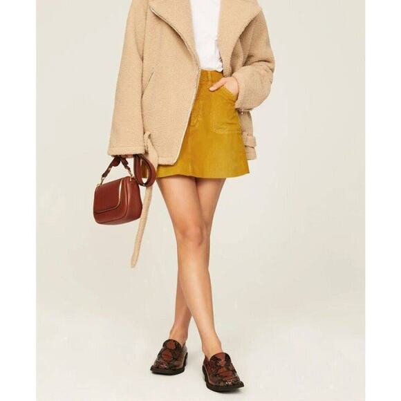 Re/Done Women's Size 29 Mustard Yellow Corduroy 70s Style Mini Skirt - Picture 1 of 7